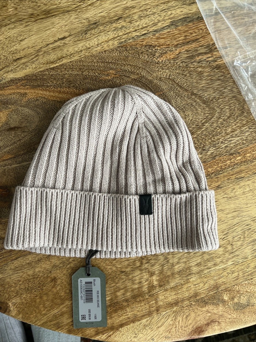 ALLSAINTS Rib Mix Beanie Blush Cuffed Hat Wool Blend Cozy  display picture 1