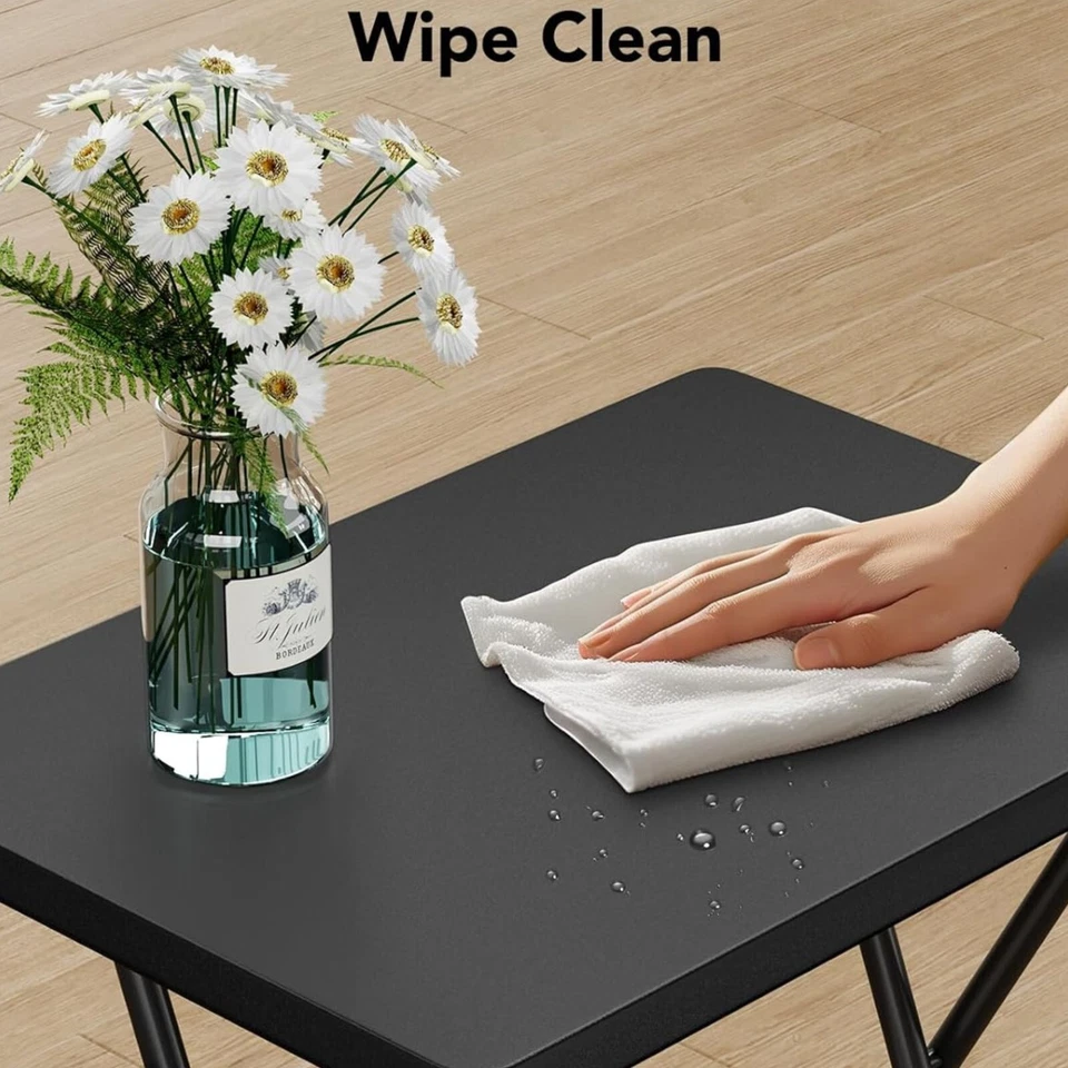 Foldable X-Shaped Steel TV Tray Dinner Eating Computer Bed Sofa End Table, Black - Image 3 of 4