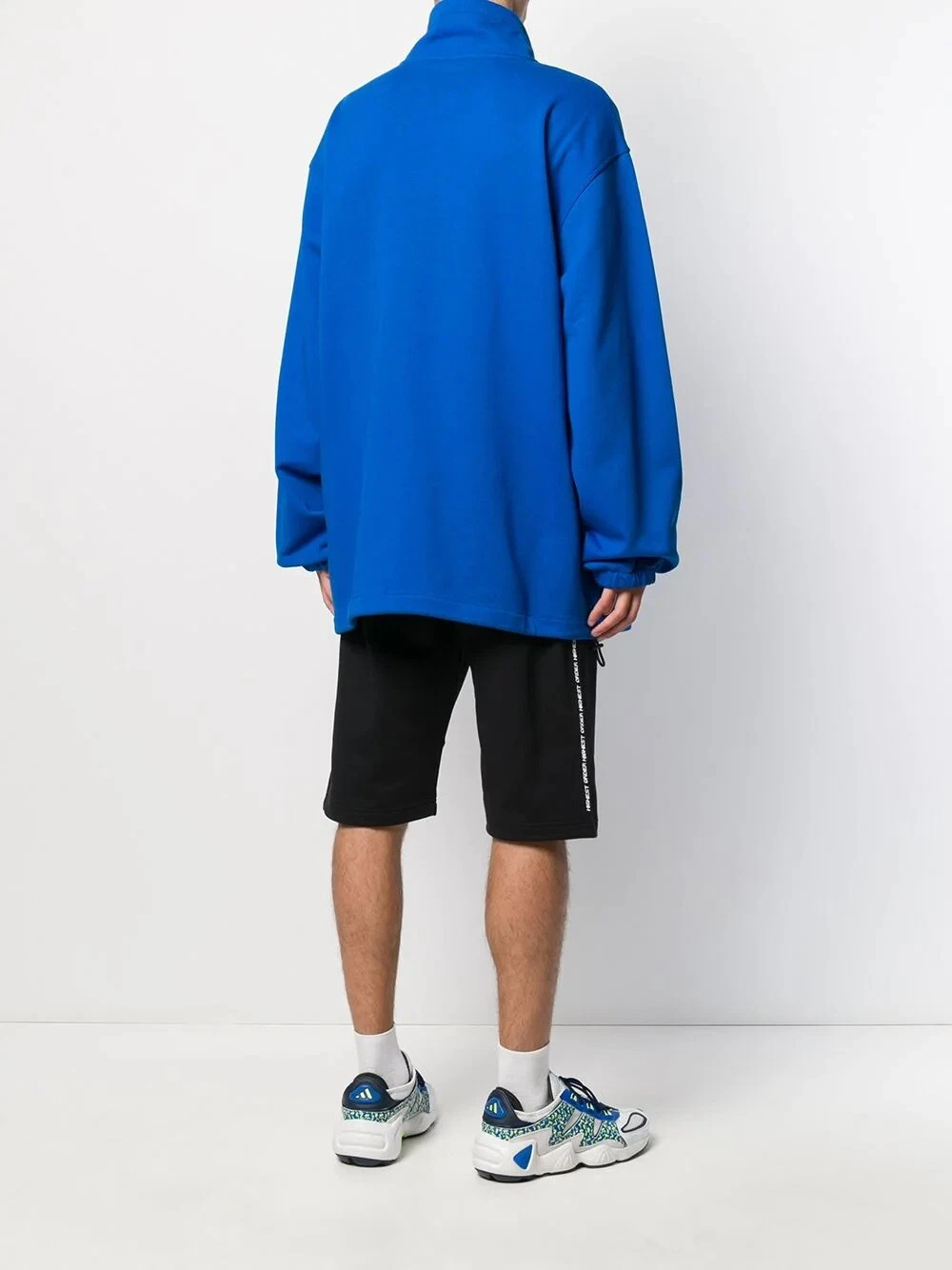 ALEXANDER MCQUEEN MCQ BLU Felpa con cordino a mezza cerniera US Large