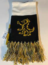 Universal Studios Harry Potter Hufflepuff Emblem Knit Scarf Fringe Trim NWT