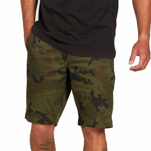 Volcom Para Hombre Pantalones Cortos De Camuflaje Verde condenadamente  Moderno Elástico Ropa Ropa.. | eBay