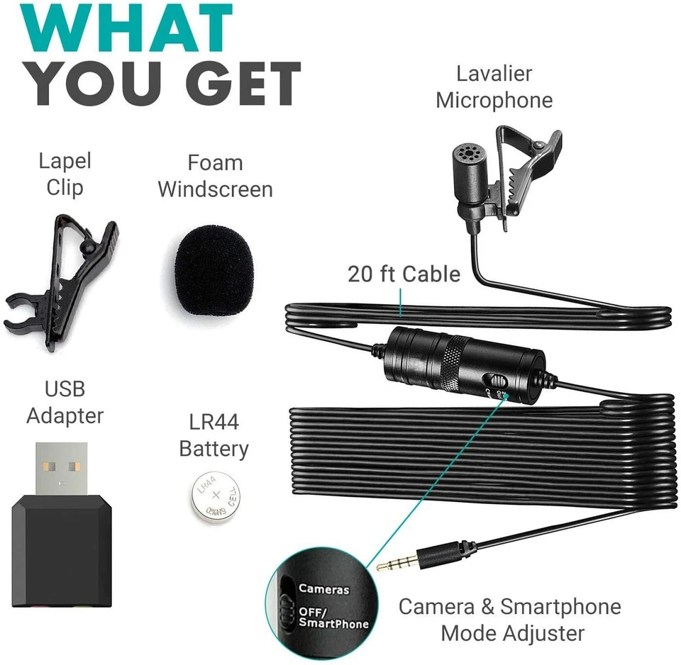 Movo Universal Lavalier Microphone for USB, Laptop, PC, Mac, Smartphone, Camera - Image 4 of 4