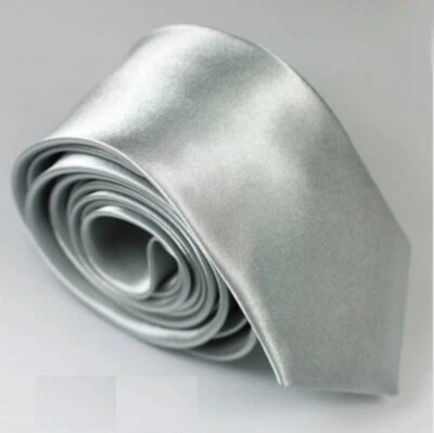 Krawatte schmal silber  Herren Damen  Hochzeit Business Schlips Anzug - Bild 1 von 2