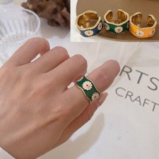 Style Enamel Flower Women Blossom Trendy Rings Fashion Couple Plum Rings