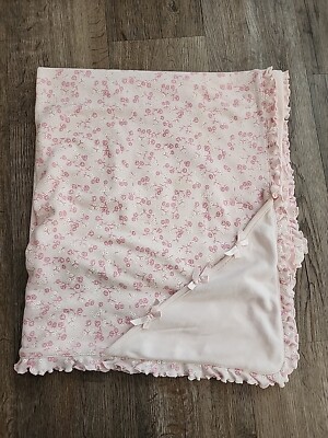 Baby Girl Blanket pink Flowers Ruffles Cotton RN 75343 Hooded Receiving Lovey
