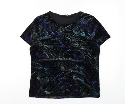 Anna Rose Damen T-Shirt schwarz geometrisches Polyester Basic Größe L Rundhals