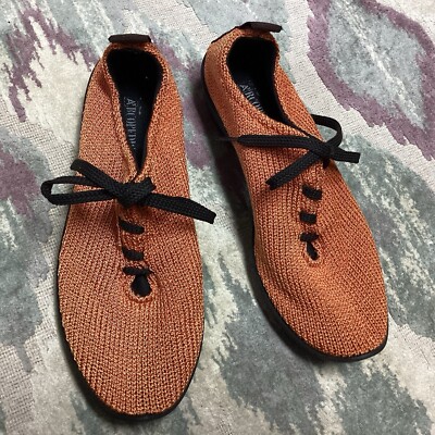 Arcopedico Portugal Orange Black Laces  Size 41 Nylon Arch Support Knit Sneakers