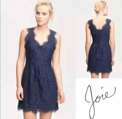 JOIE Rori Lace Mini V - Neck Dress Navy Size XS | eBay