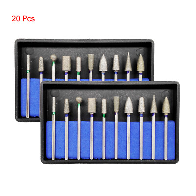 20Pcs Dental Diamond Point Polisher HP Shank Rotary Bur Set Lab 2.35mm