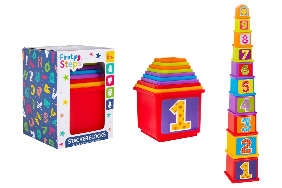 10 Baby Stacking Cups Bright Stacker Blocks Tower Sensory