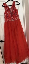 Morilee by Madeline Gardner Red Embellished Formal Gown