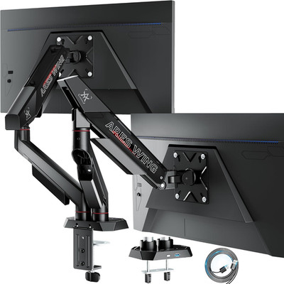 Heavy Duty Dual Monitor Arm for 17-35'' Screens, Adjustable VESA Mount, USB Ports