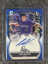 Cade Denton 2023 Bowman Draft Chrome 1st Prospect Autograph Blue Wave Refractor