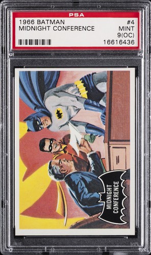 1966 Topps Batman Black Bat #4 Midnight Conference — PSA 9 (OC)