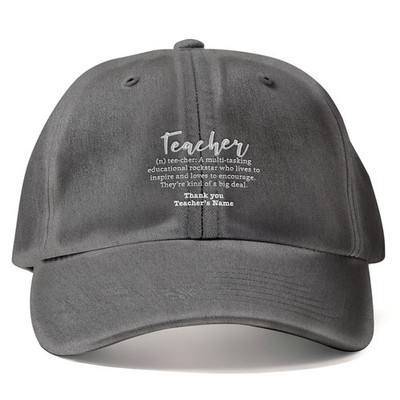 Embroidered Teacher Definition Custom Vintage Cap Personalised End of Term Gift