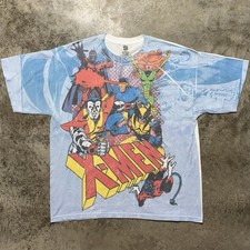 Marvel X-Men Rare Graphic Shirt Mens XL Rare AOP Superhero Wolverine Y2K Cartoon