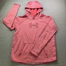 Under Armour Women's Hoodie Size M Pink Storm Heathered ColdGear Pullover Logo