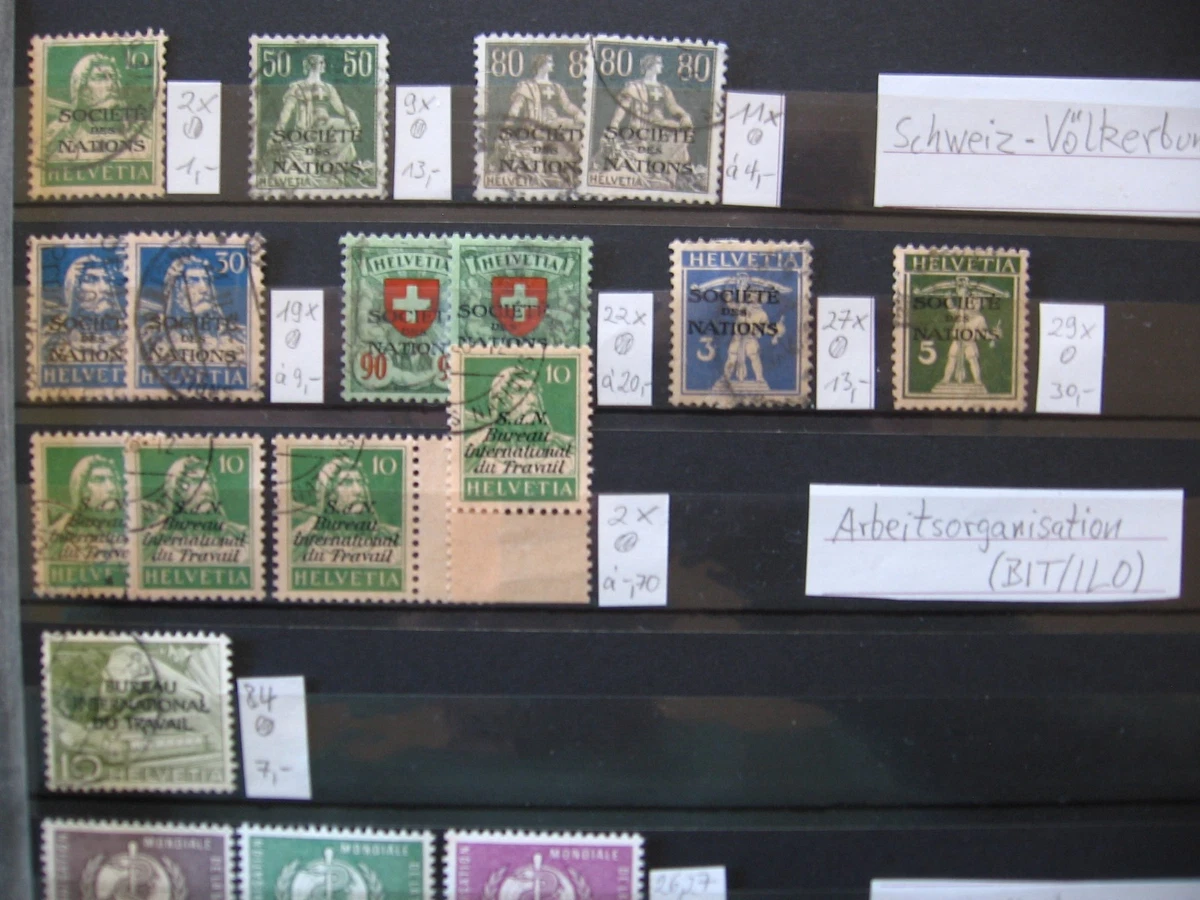 Kl. Schweiz-Sammlung bes. **/0 z.B. Völkerbund, Arbeits u. Weltgesundh. u.a.