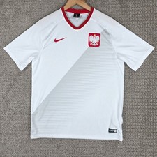 Nike Poland 2018-2019 Home Soccer Jersey Mens...