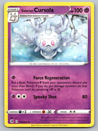 Galarian Cursola 118/264 Rare Fusion Strike Pokemon Lightly Played