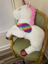 Giant Hugfun White Unicorn/Rainbow winged 