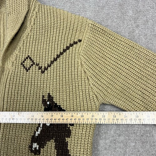 Vintage 60s Shawl Collar Cowichan Knit Sweater Cardigan Men Medium Horse Western - Bild 6 von 7