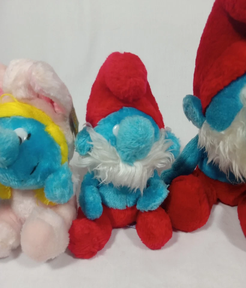 Vintage Smurf Plush Toys Lot Of 5 70s & 80s Peyo Wallace Berrie Co Made In Korea - Image 4 of 4