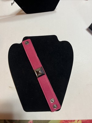 BCBG Generation Bracelet Snap Cuff Pink & Silver Tone Square