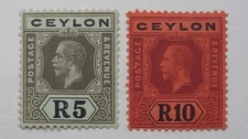 CEYLON KGV 1912-25 5r & 10r (SG317-18) - Fine Mounted Mint 