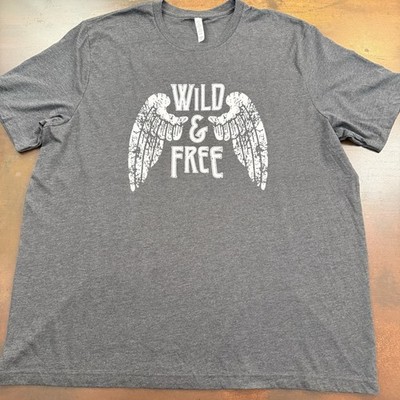 Gray Graphic T-Shirt Wild & Free Relaxed Fit 3XL Distressed Graphic tee Casual