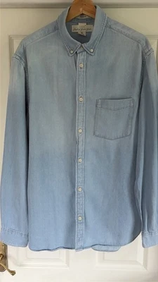 H&M LOGG Regular Light Blue soft Denim Long Sleeve Shirt Size Large - Image 1 of 4