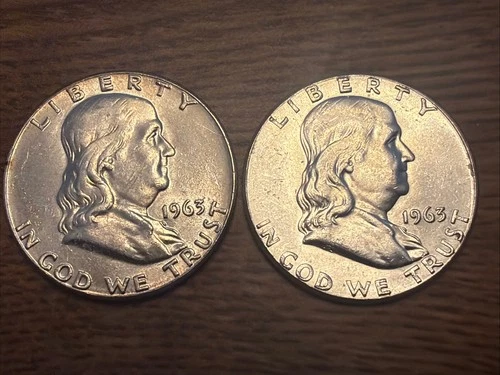 Lot Of 2 Uncirculated 1963P Franklin Half Dollars