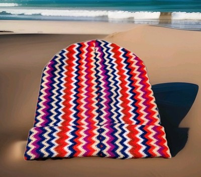 MISSONI Beanie Wollmütze Onesize / Unisex Zickzack Muster bunt