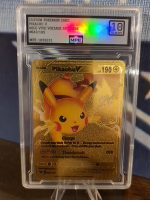 Gold Metal Pikachu V Custom Pokémon Card 043/185