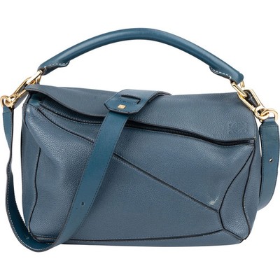 Loewe Blue Leather Puzzle Handbag Tasche