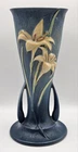 Large Roseville USA Blue Zephyr Lily Double Handled Flower Vase 139-12" CHIPS