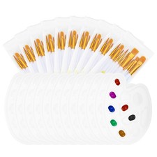 Painting Brush Palette Set with 120pcs Paint Brushes and 12pcs Palette, White