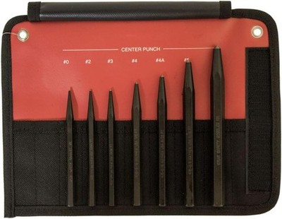 Mayhew Tools 60007 Center Punch, 7-Piece Set, Black Oxide Finish 