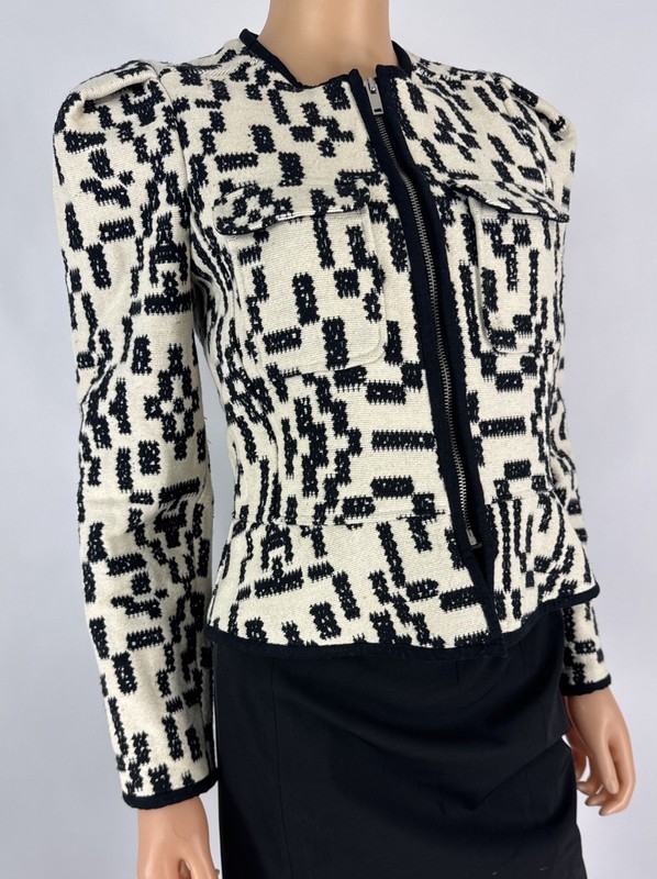 Isabel Marant Etoile Deliona Cropped Jacquard Jacket Size FR 36