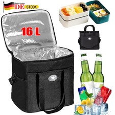 16L Kühltasche groß Kühlbox Thermo Isoliertasche Picknicktasche Camping Schwarz