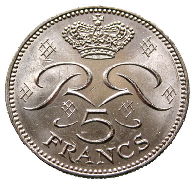 MONACO RAINIER III 1982 5 FRANCS Cu-Ni UNC yes we do combine postage