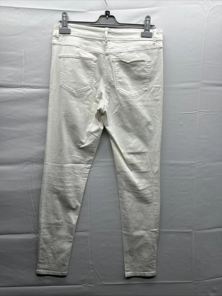 Pantalones de mezclilla blancos Papaya para mujer talla 12 cónicos elásticos botones cremallera W30 L30 Foto 4 de 4