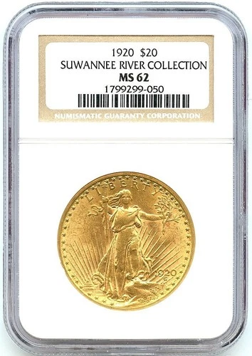 1920 $20 Saint Gaudens Gold Double Eagle, NGC MS62, Flashy and Bright Gold Coin!