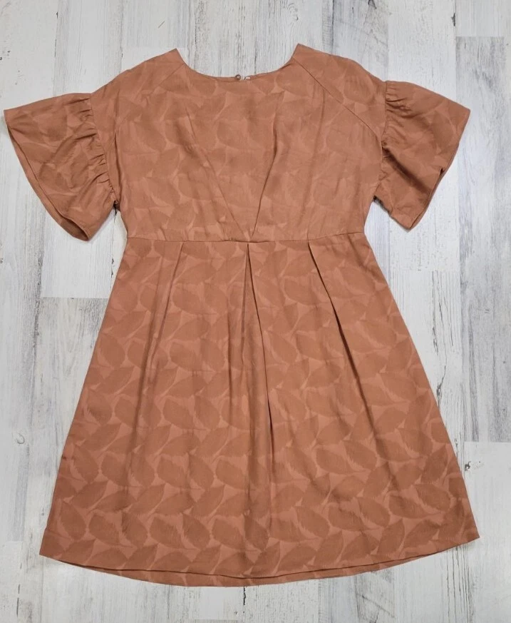 Zara Filles Marron Clair à Volants Robe Manches Courtes Sz 10 Nwt - Photo 1/4