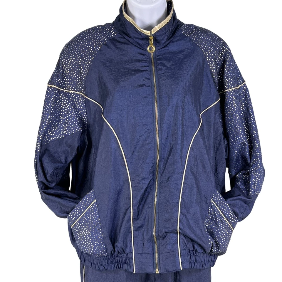 De colección Nuevo con Etiquetas CabinCreek Mujer M Jogging Traje de Pista Años 80 Azul Dorado Forrado Grannycore Foto 3 de 4