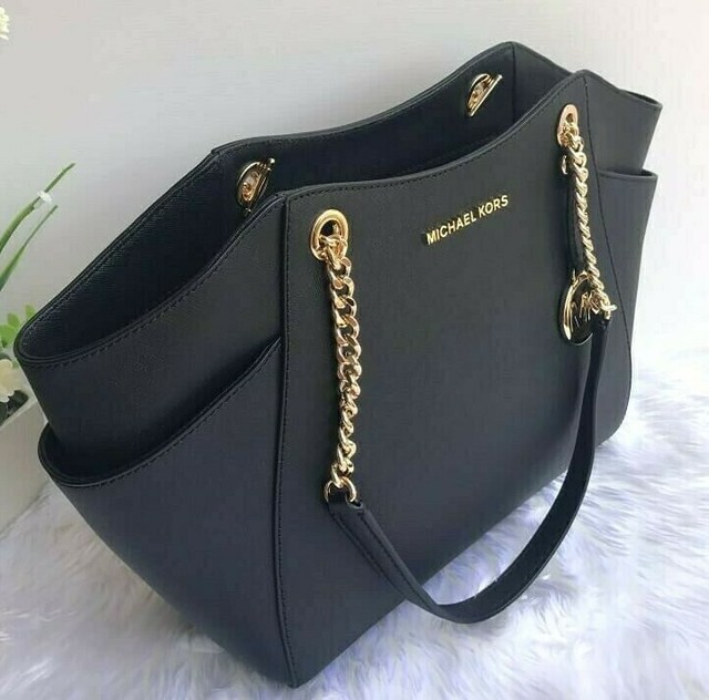 black leather mk purse
