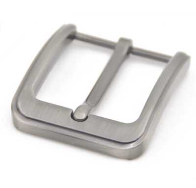 Men's 35mm (1.3") Single Prong Belt Buckle - Solid Alloy Metal, Grey Finish