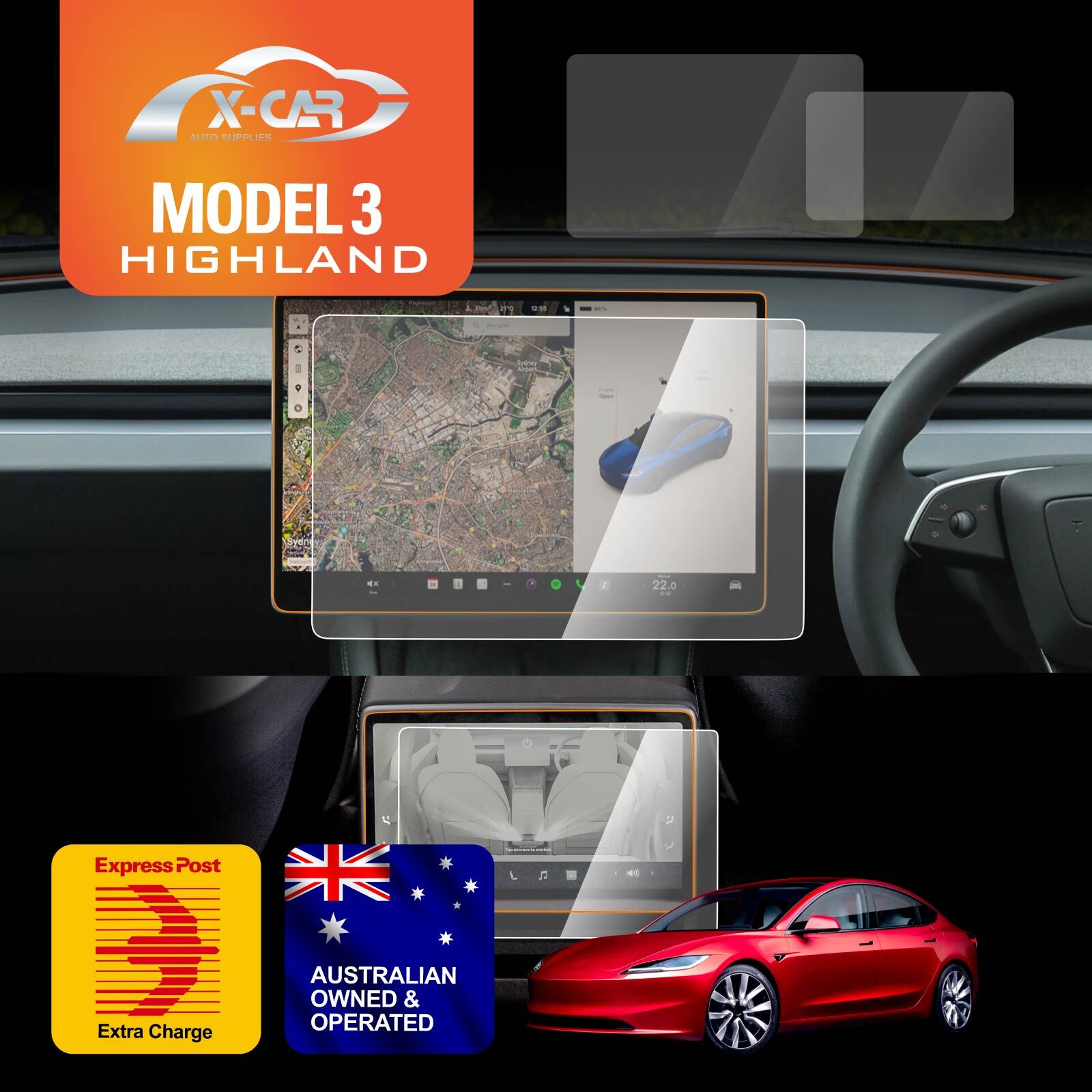 Tesla Model 3 Highland Screen Protector Touchscreen 9H Tempered Glass Cover