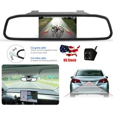 4.3'' Screen Car Rear View Mirror Monitor Backup Camera Night Vision Parking 12v