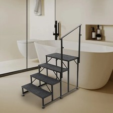 4 Steps Modern Porch Steps with Handrails Swimming Pool Ladder Above Ground